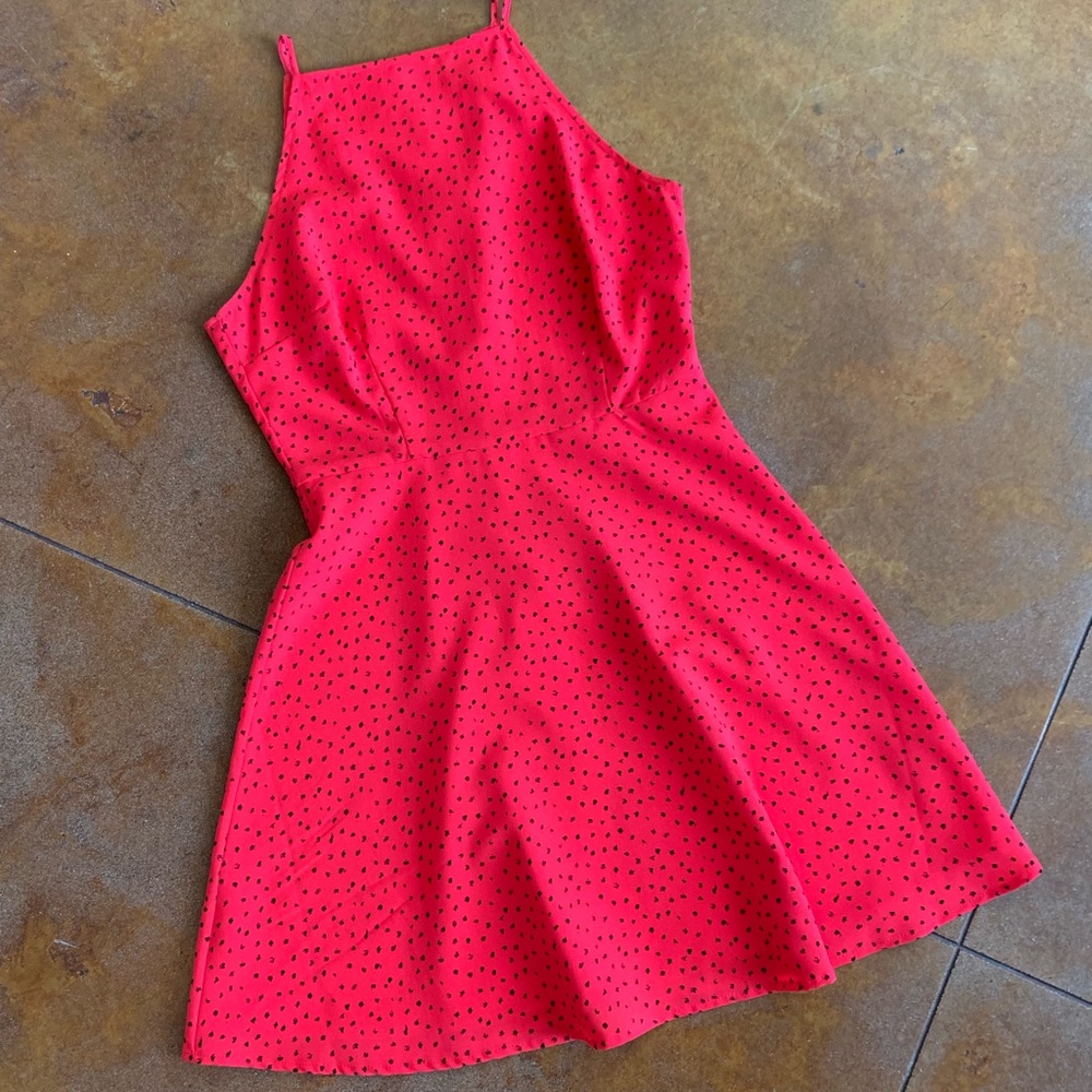 BB Dakota a line red polka dot dress